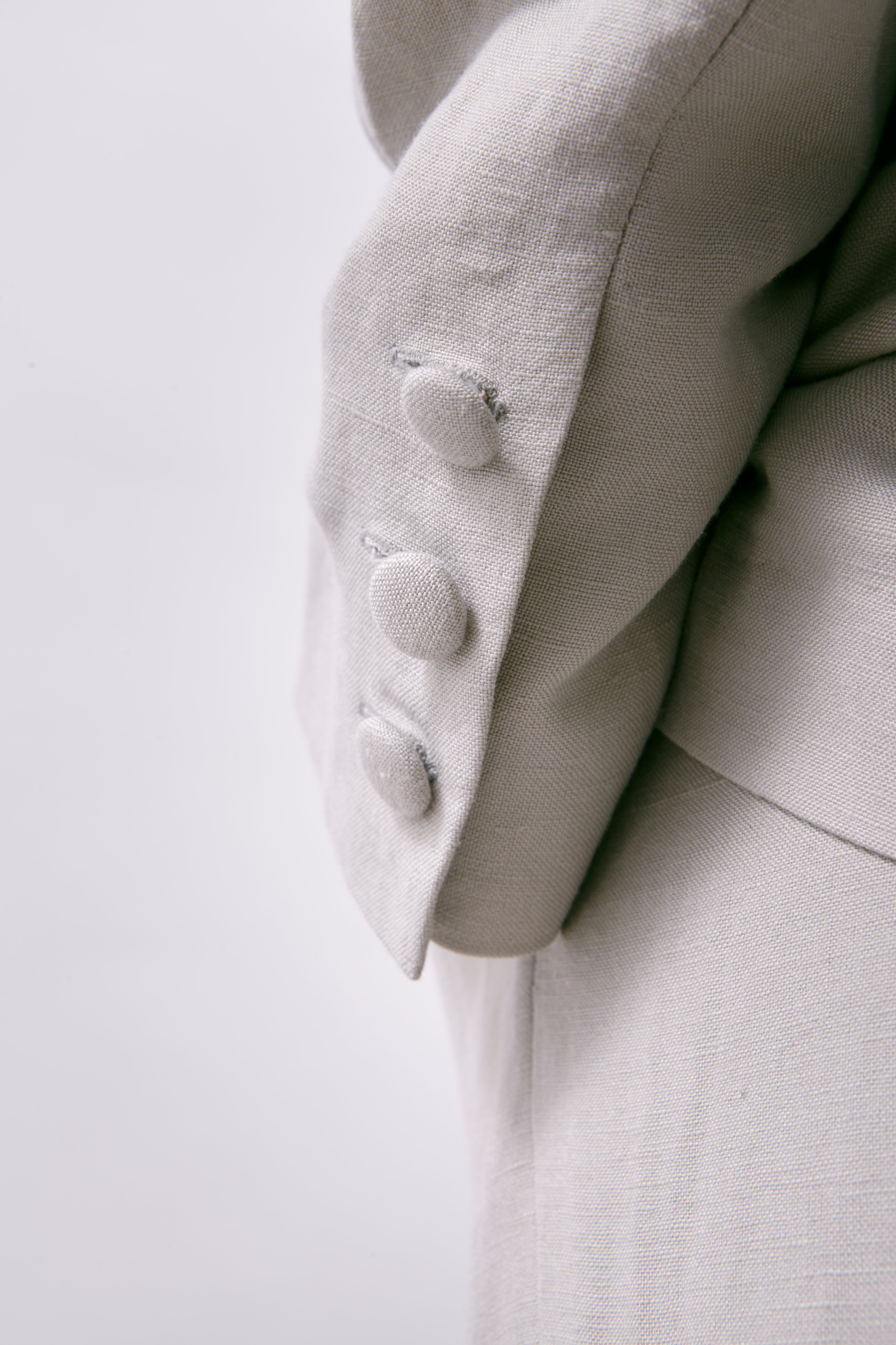 Grey Blazer in Linen and Viscose Monaco