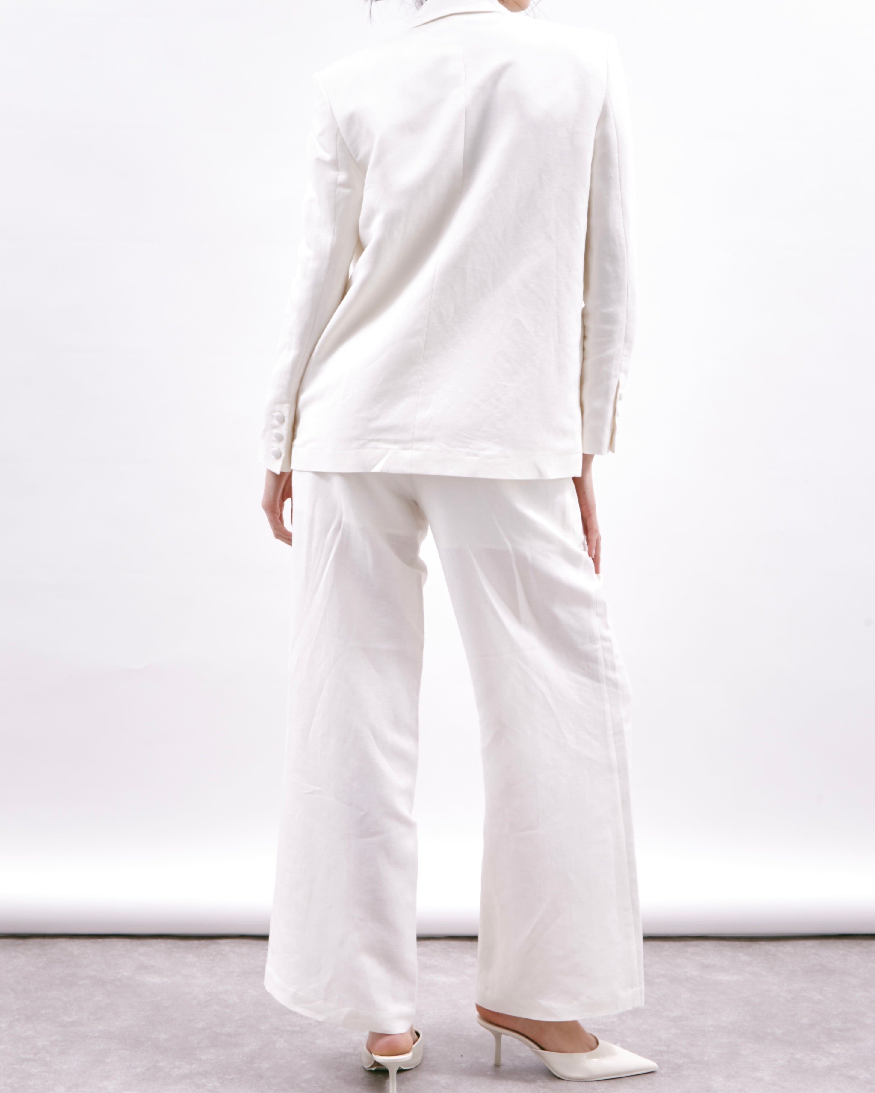 White Blazer in Linen and Viscose Monaco