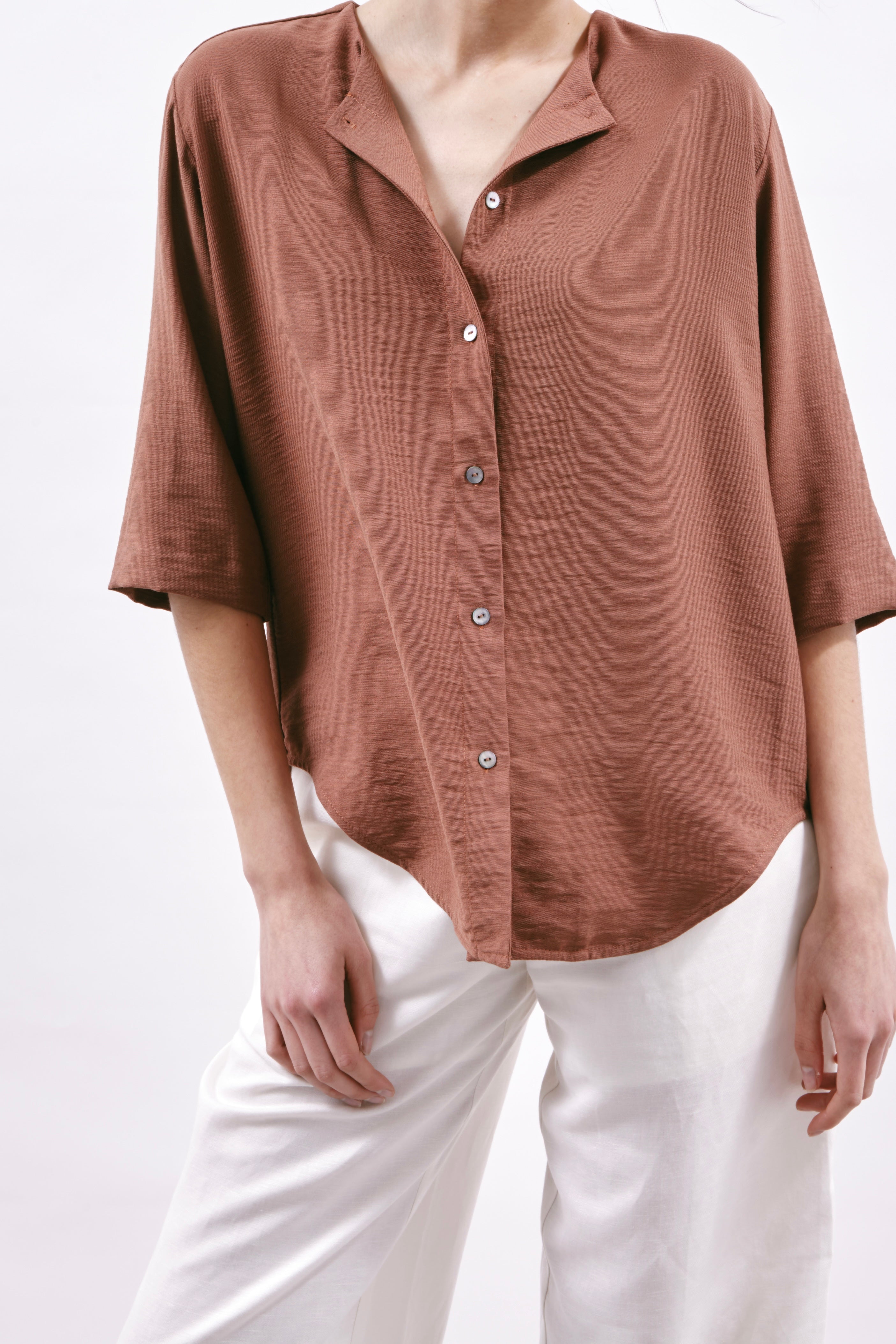 Chemise à Manches Courtes Marron Ibiza