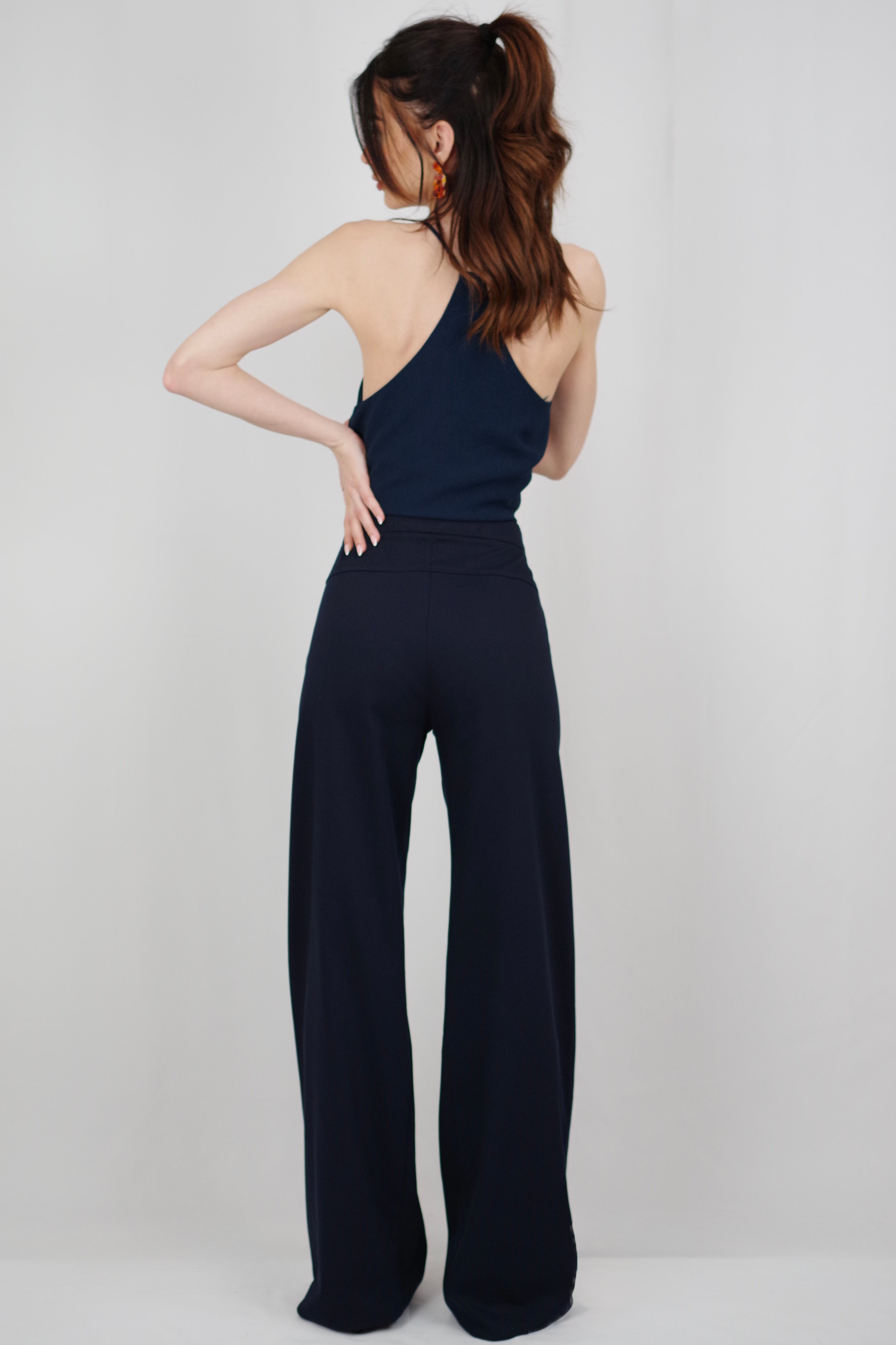 Ivone Women’s Straight-Leg Blue Navy Pants – Convertible Waist, Lightweight for Spring/Summer