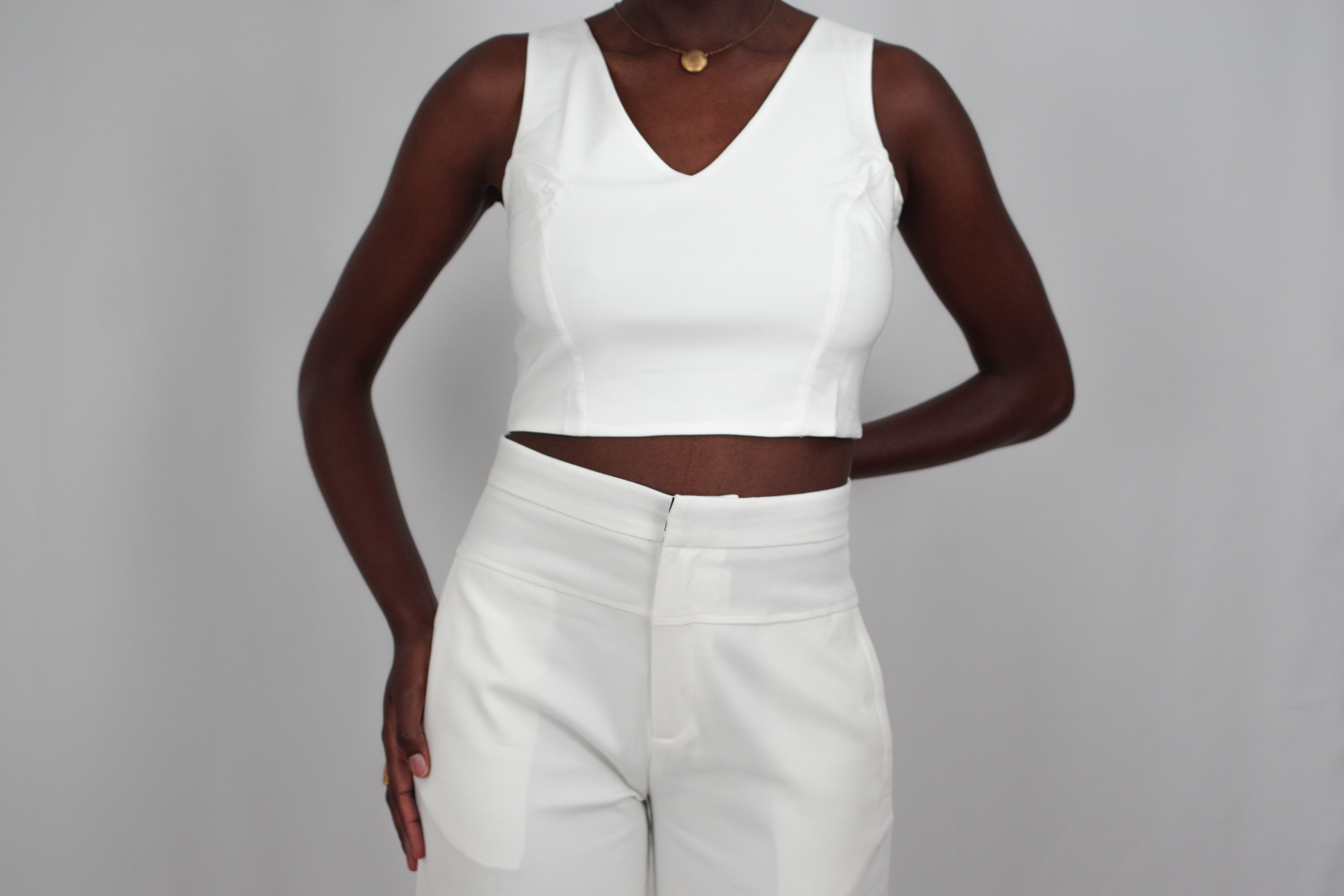 Ivone Women’s Straight-Leg White Pants – Convertible Waist, Lightweight for Spring/Summer