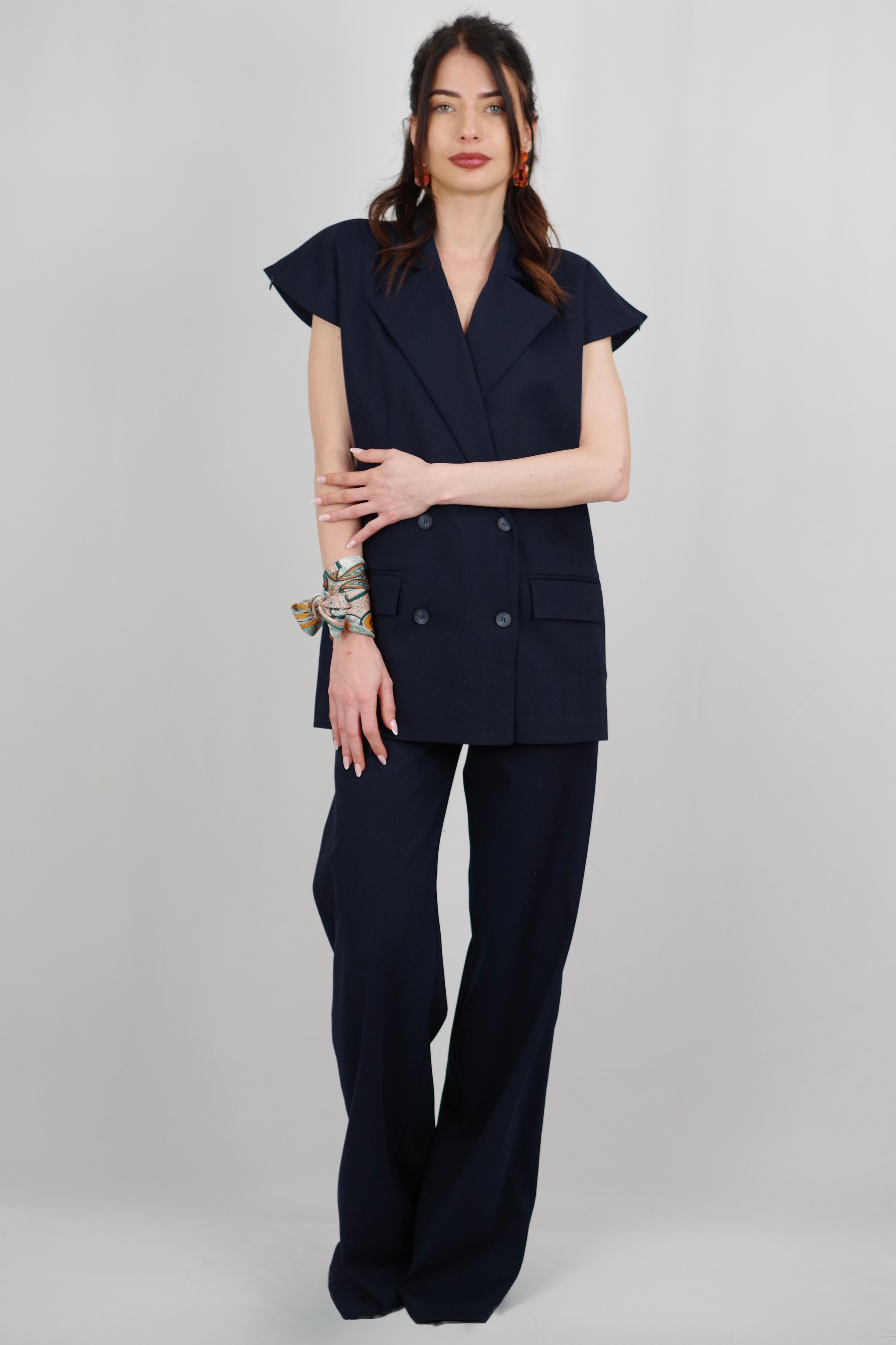 Ivone Women’s Straight-Leg Blue Navy Pants – Convertible Waist, Lightweight for Spring/Summer