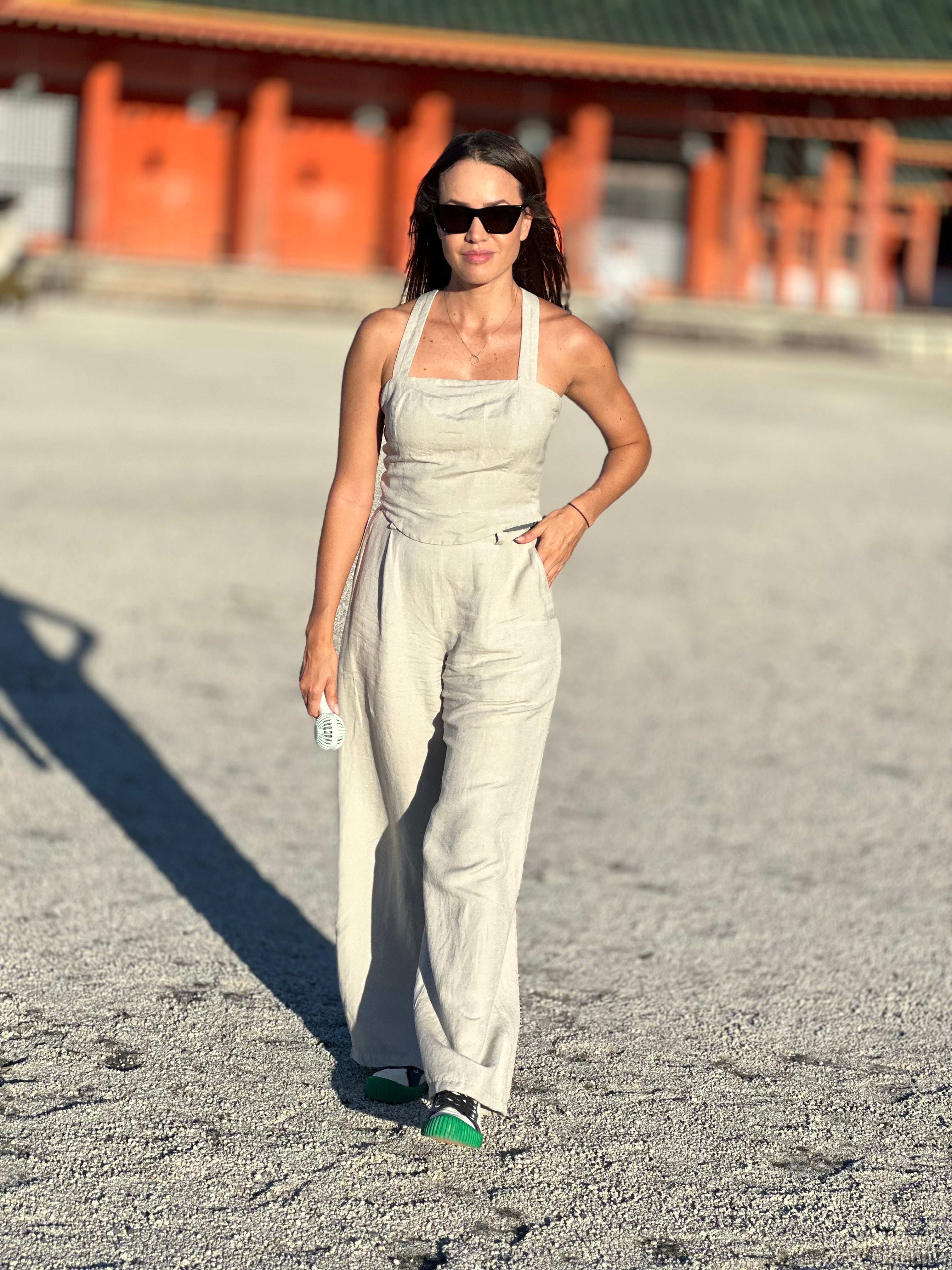 Pantalon Gris en Lin et Viscose St. Tropez