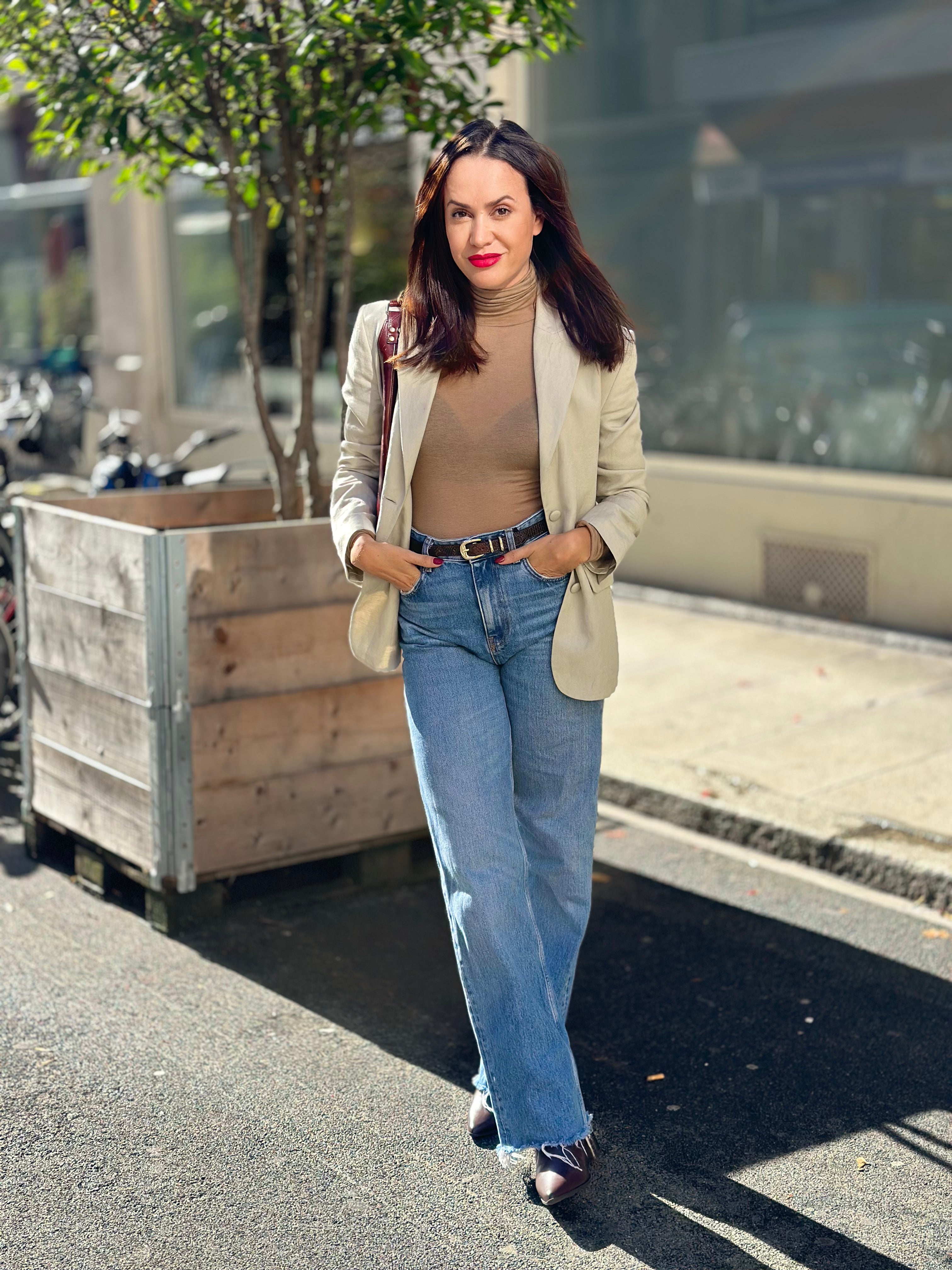 Blazer Cinza em Linho e Viscose Mônaco