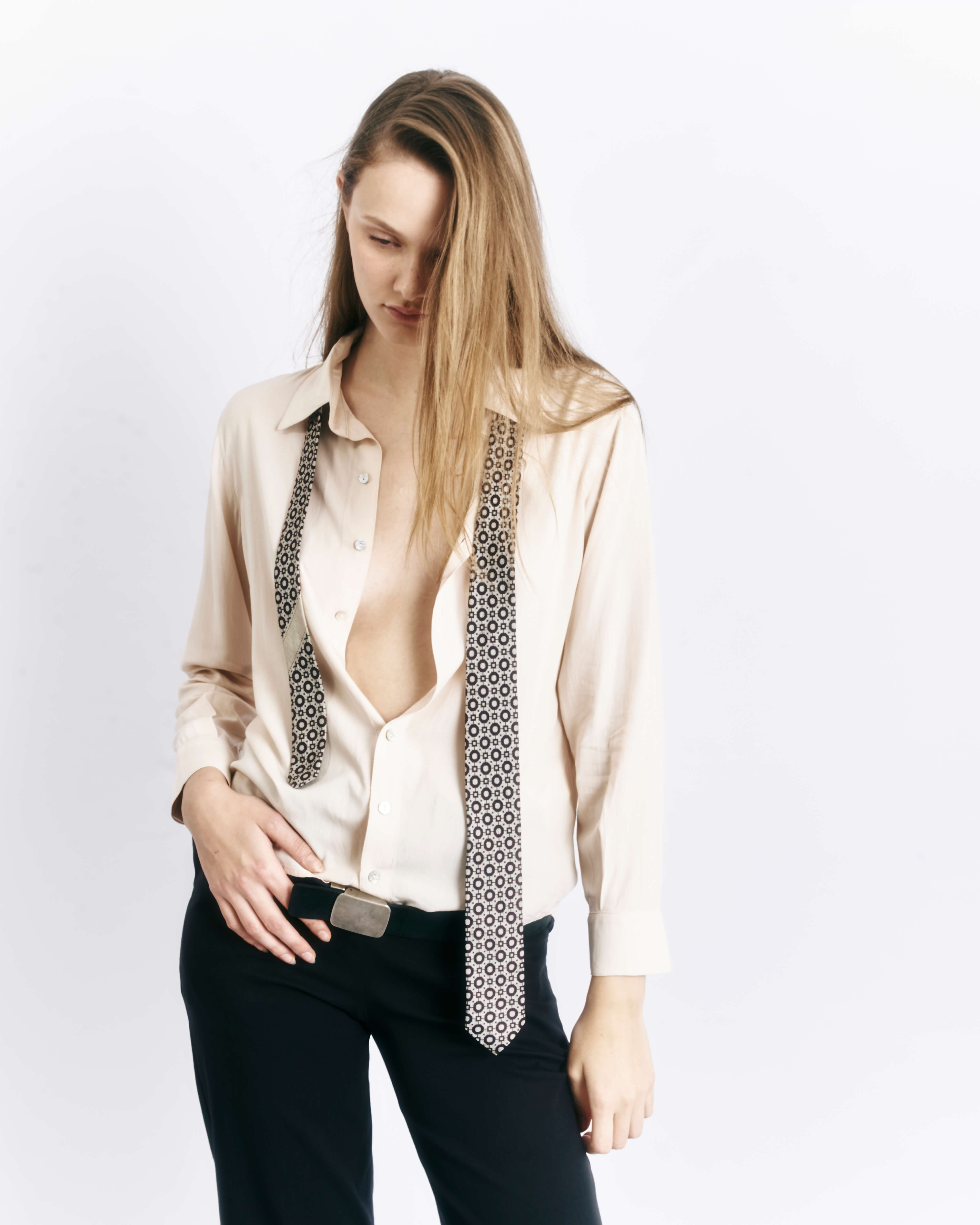 Chemise Crème en Viscose avec Boutons en Nacre Daniela.