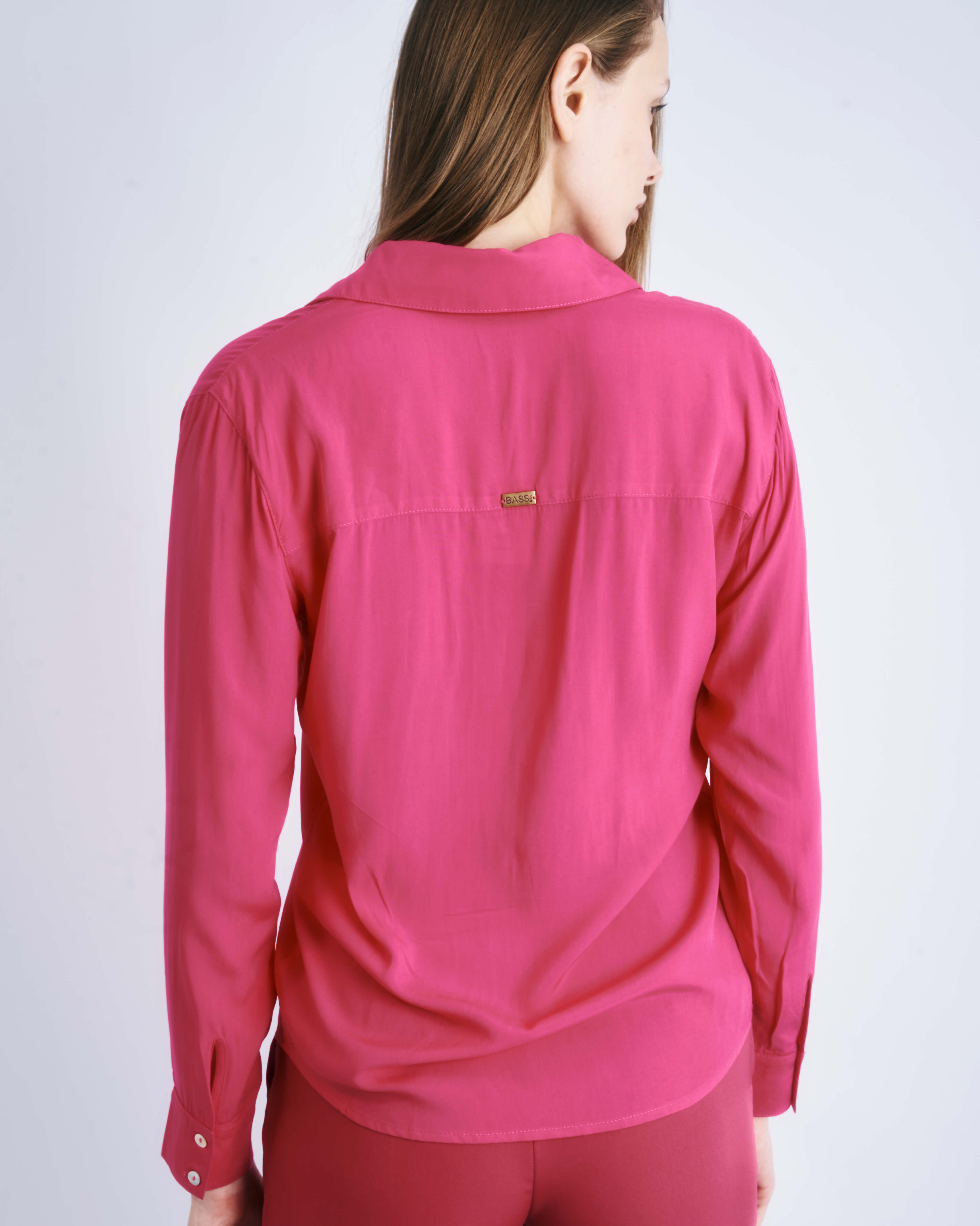 Chemise Rose en Viscose avec Boutons en Nacre Daniela.