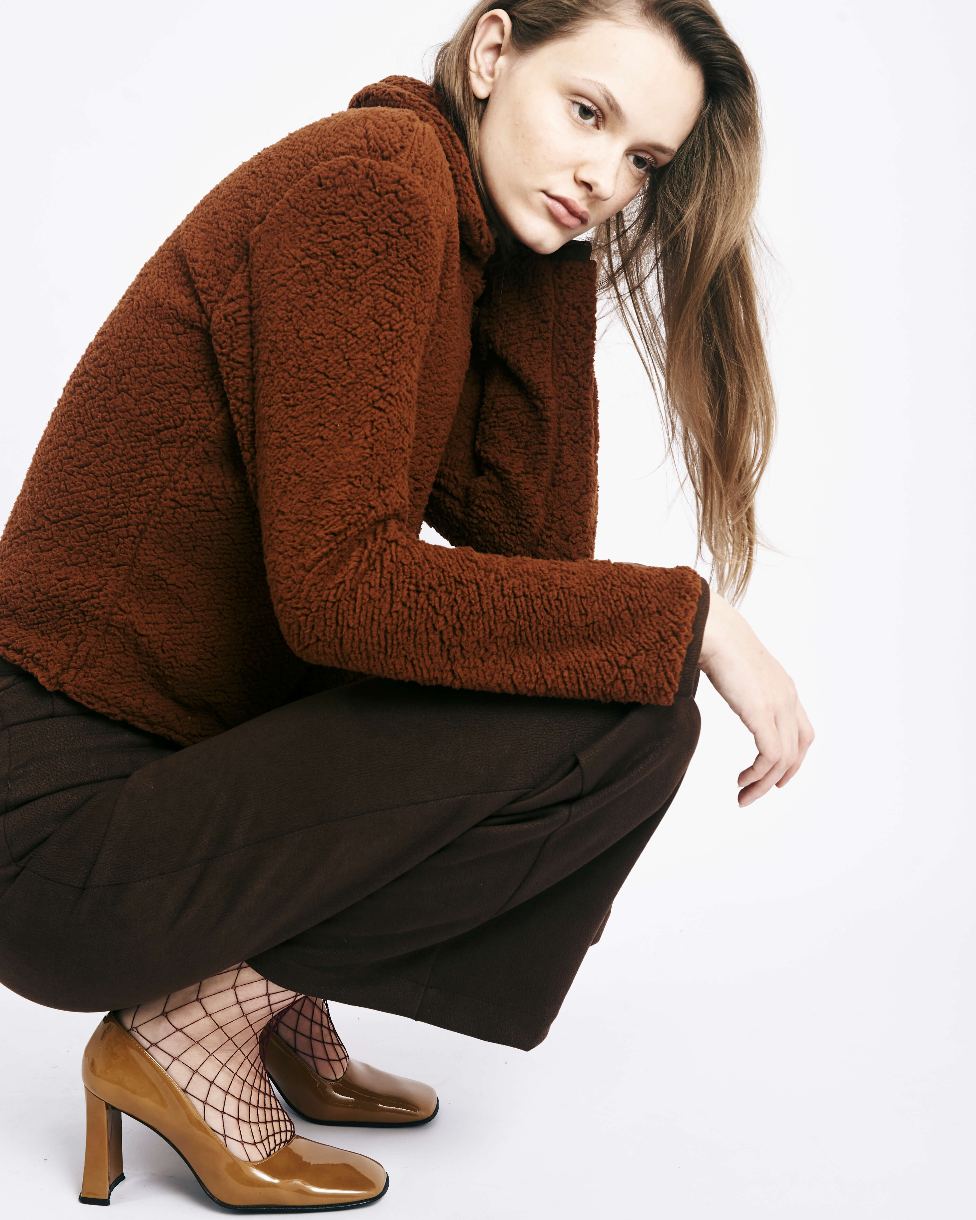 Brown Reversible Shearling Jacket Alexia