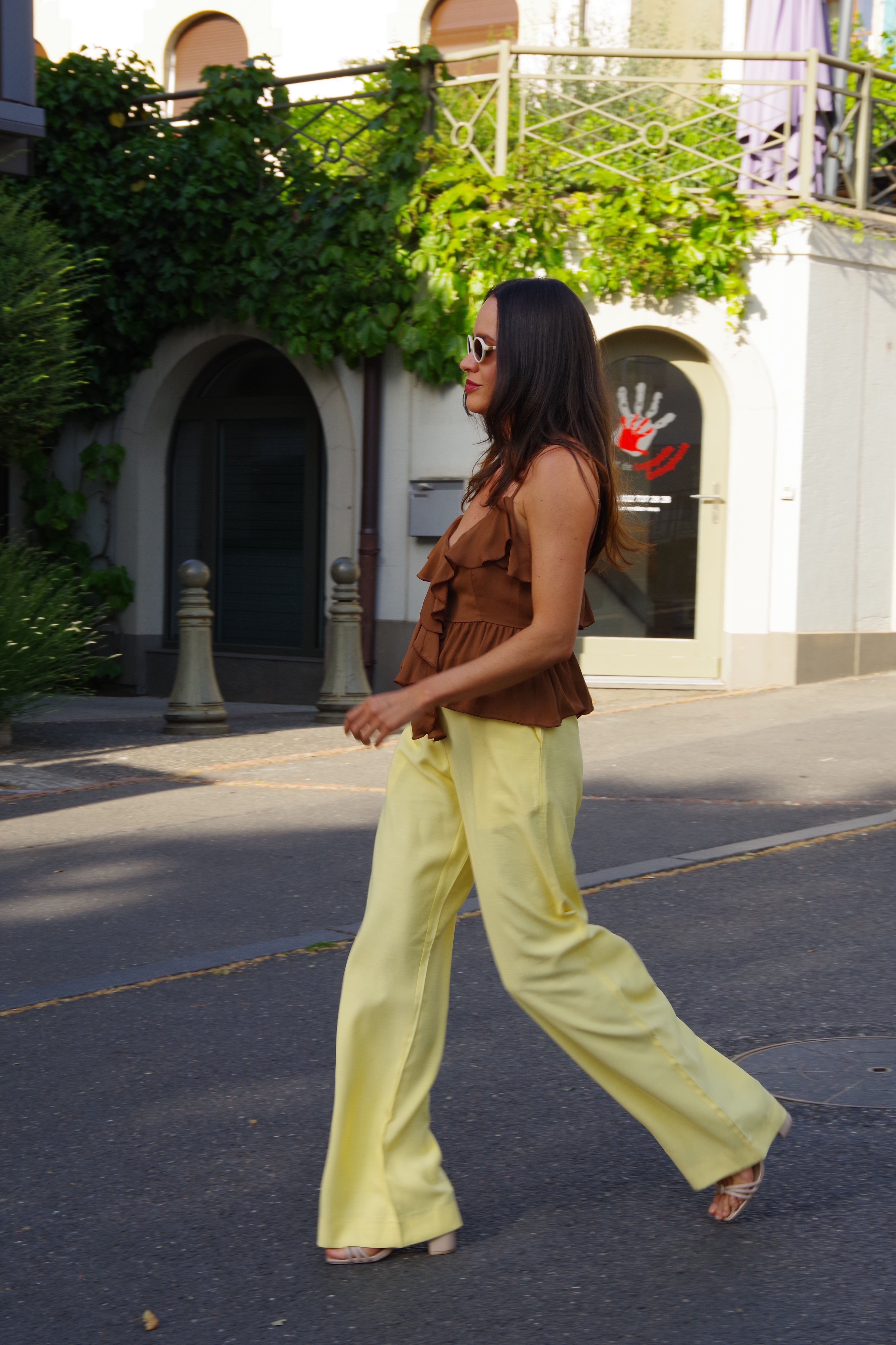 Butter Yellow Wide-Leg Trousers