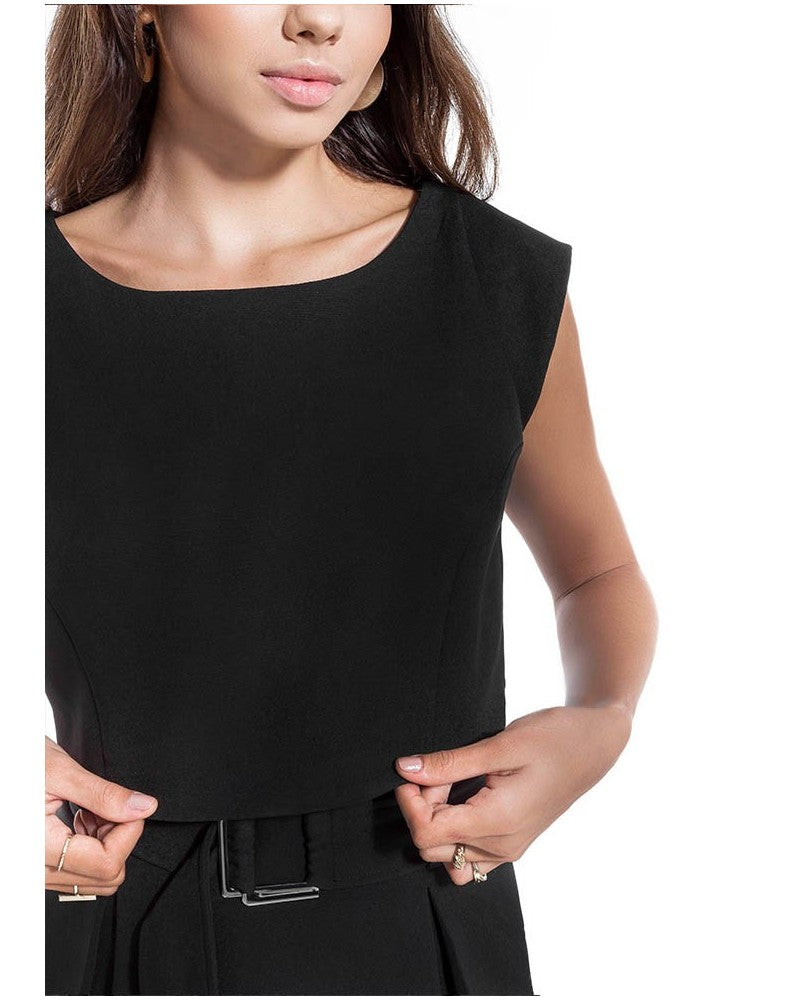 Mini jupe et chemisier noirs Lilian