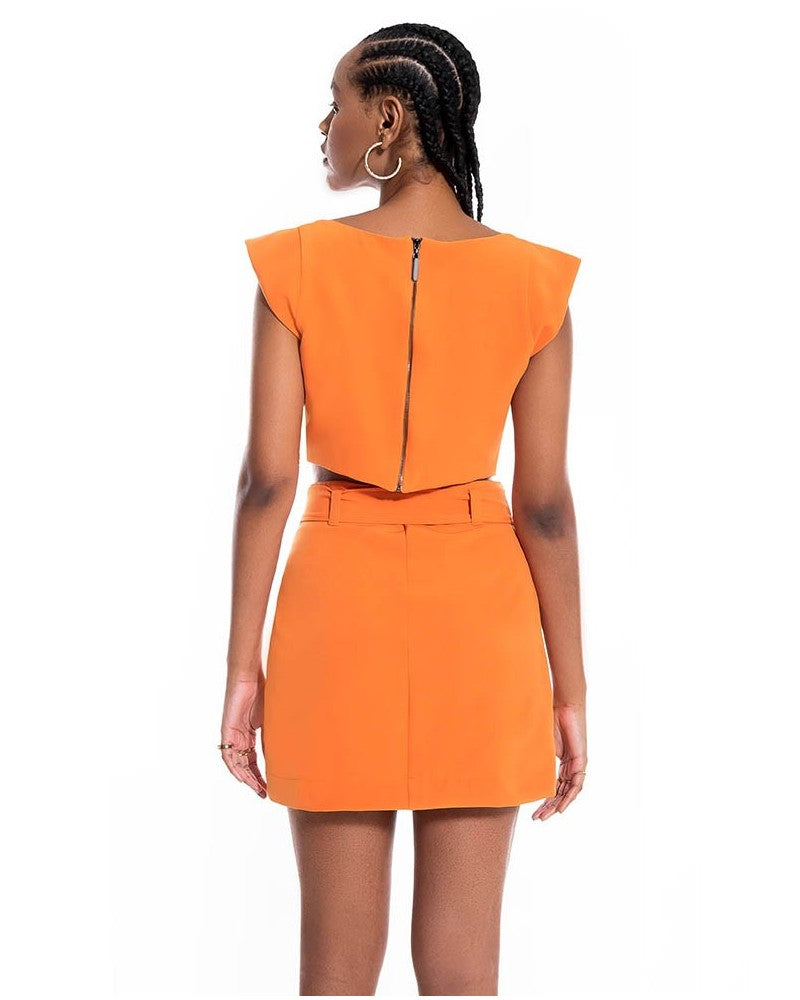 Mini saia e blusa laranja Erika