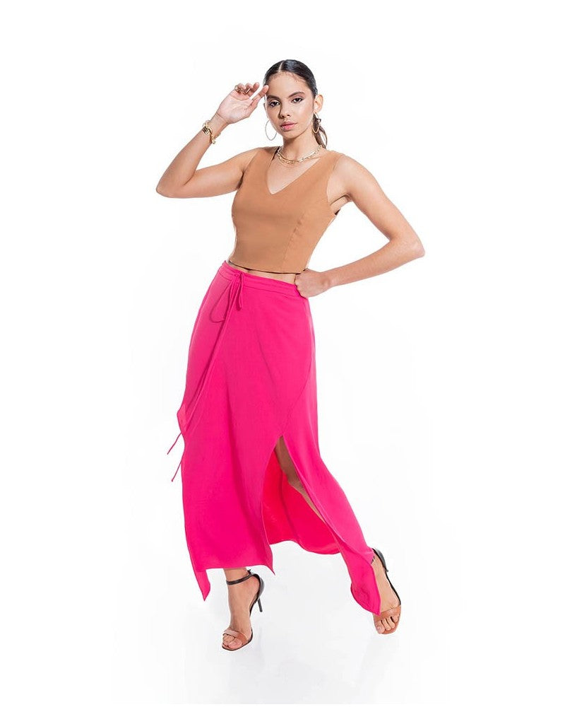 Saia Maxi Rosa Lisia