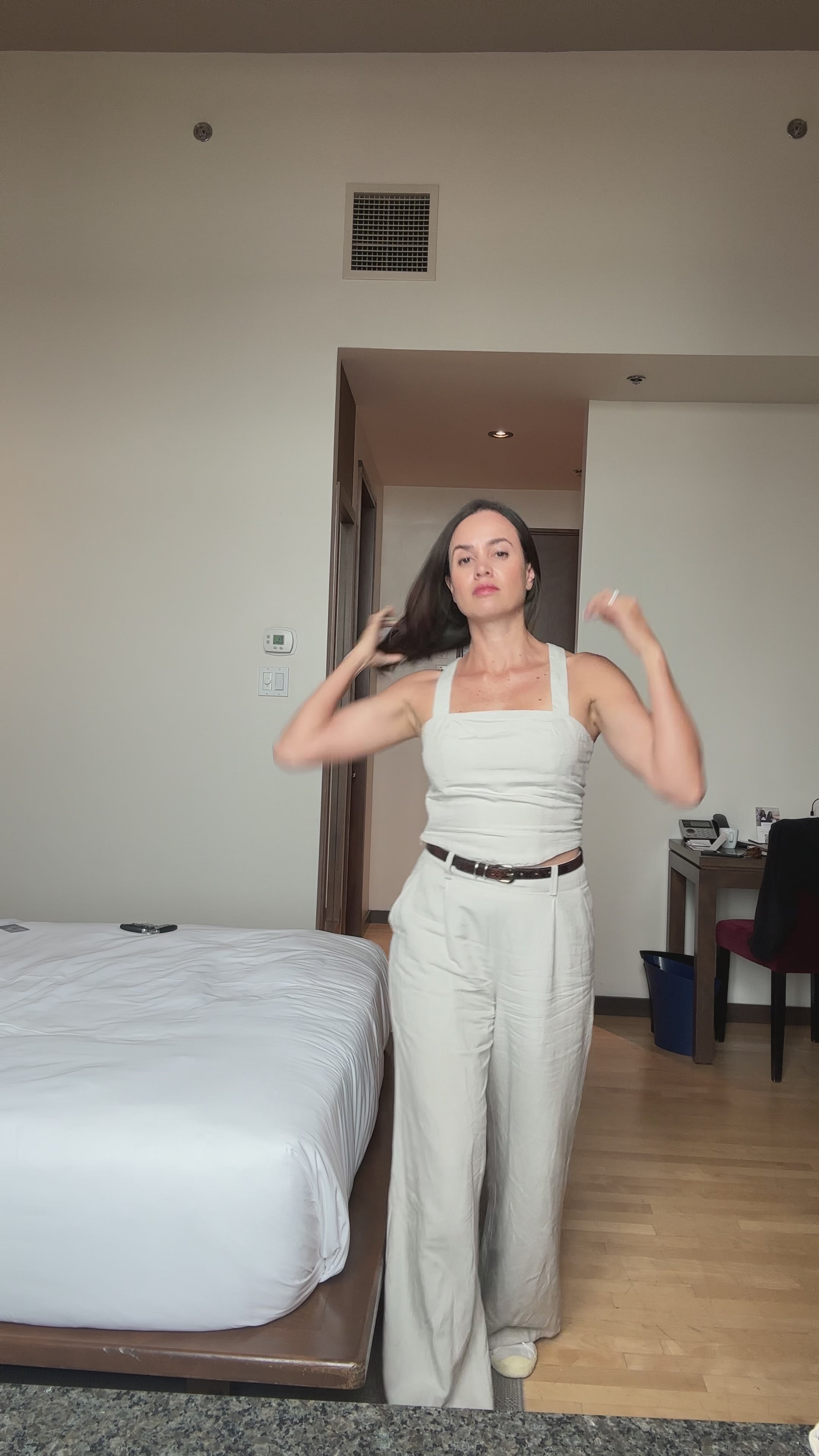 Haut Croisé Gris en Lin et Viscose Barcelona